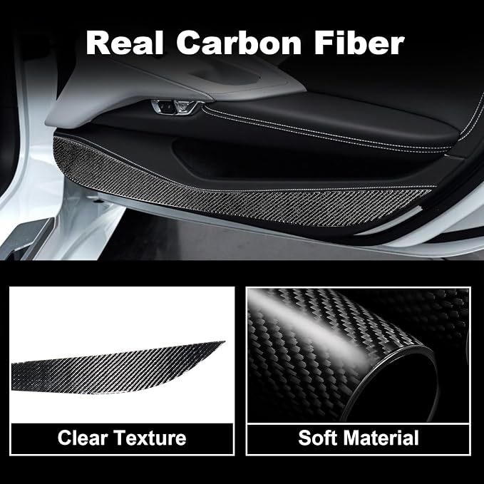 Real Carbon Fiber Inner Door Panel Trim Compatible with Corvette C8 2020-2026, Interior Decor Sticker Accessories