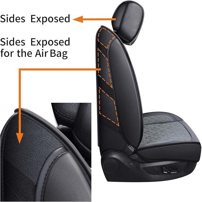 YIERTAI Car Seat Covers for Dodge Ram Fit 2009-2026 1500 2010-2026 2500 3500 Classic Bighorn Longhorn Laramie Tradesman Truck Gray Full Set