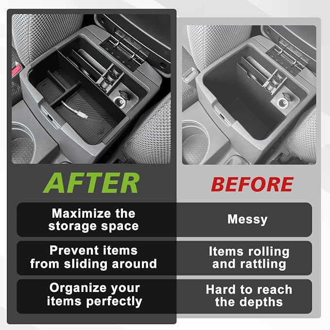 Muslogy Center Console Organizer & Armrest Cover Compatible with 2005-2021 Nissan Frontier Middle Console Divider Storage Box Armrest Pad Cushion Regular Thick