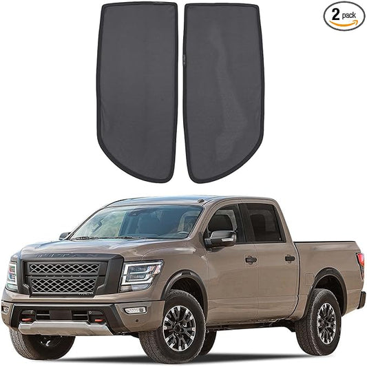 Car Rear Trunk Window Shades Compatible with Nissan Titan 2016-2023, Trunk Window Screens Mesh Sun Shade Glare Shield and UV Rays Protection and Keeps Vehicle Cool, 2PCS