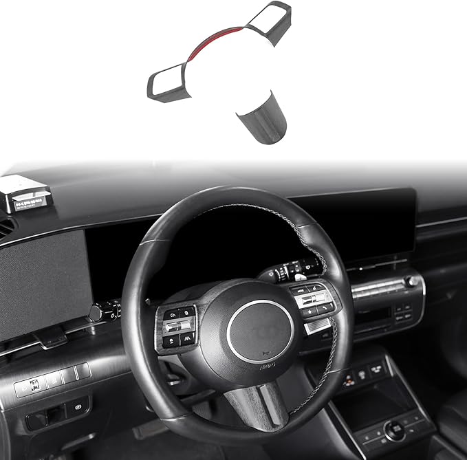 Steering Wheel Button Frame Cover Compatible with Hyundai Sonata 2025 Hyundai Kona 2024-2025 Hyundai Tucson 2025 Accessories (Wood Grain) (Not Suitable for N line)