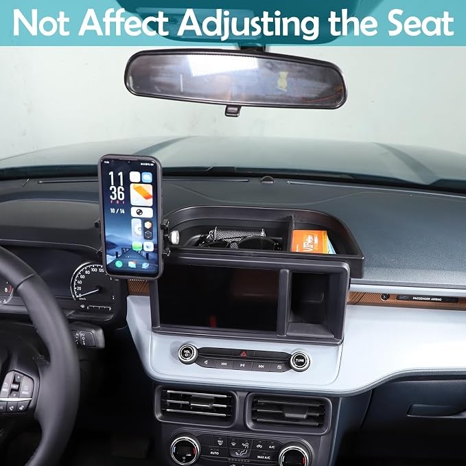 CHEAYAR Dashboard Storage Box Fit for Ford Maverick 2022, ABS Dash Panel Tray Organizer, Dash Tray Phone Holder Mount with Storage Box, Dash Center Console Table Storage Tray (Type C)
