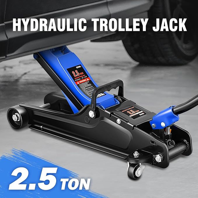 DNA Motoring Low Profile Hydraulic Trolley Service/Floor Jack, 2.5 Ton (5500 lbs) Capacity, Lifting Range 3.35"-15.16",Blue, TOOLS-00676-BL