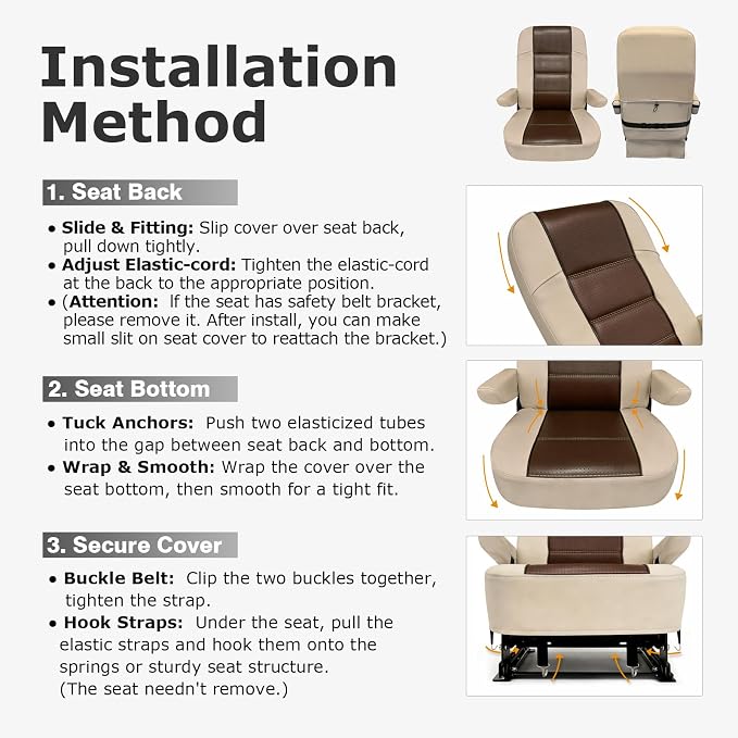 Dulepax RV Seat Covers for Captains Chairs, 2 Pack Motorhome Seat Protectors with Armrest Covers, Breathable PU Leather Seat Chair Cover for Class A Camper Van Trailer