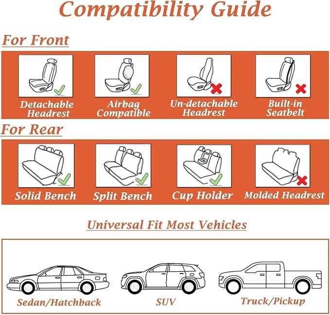 Coverado Front and Back Seat Covers for Cars, Nappa Leather Car Seat Covers, Automotive Seat Covers for Trucks, 5 Seats Waterproof Carseat Protector Car Seat Cover Beige, Universal Fit for Most Cars