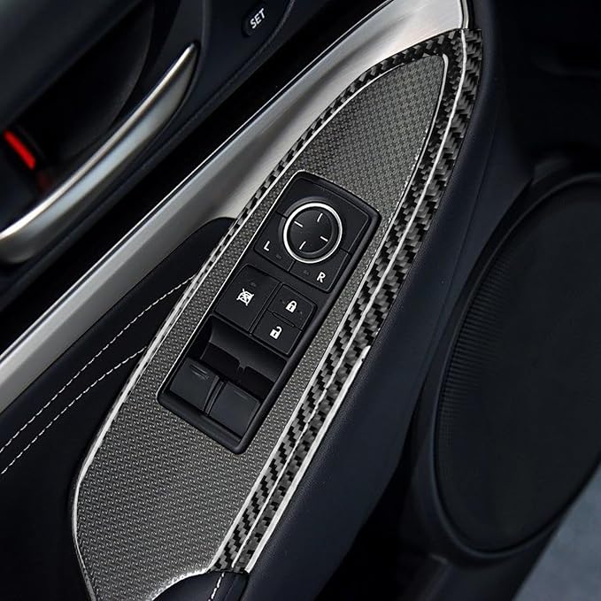 Soft Carbon Fiber Car Interior Window Lift Frame 4/Piece Decorative Sticker for Lexus RC300 350 200T 15-24 Carbon Fiber Interior Accessories