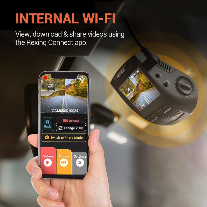 RexingUSA V1P 4K Dual Dash Cam, 4K+1080P Front & Rear, Wi-Fi, 2.4” LCD, 170° Wide Angle, Supercapacitor, G-Sensor, WDR, Loop Recording, App, 32GB Card & Hardwire Kit