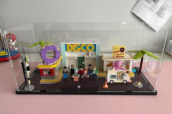 Choowin Acrylic Display Case for Lego Car Dodge Charger Batmobile Jazz Quartet - Thickened Clear Acrylic Display Box for Collectibles - Dustproof, Assemble, White Base