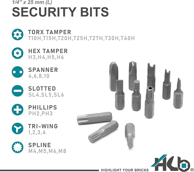 HB 50-Piece Socket and Bit Set AKM025-U | 90-Tooth 1/4-Inch Drive Swivel Head Pivot Ratchet Handle Quick Release Reversible | Security Bits Chrome Vanadium Steel S2 Steel Portable Case Made in Taiwan