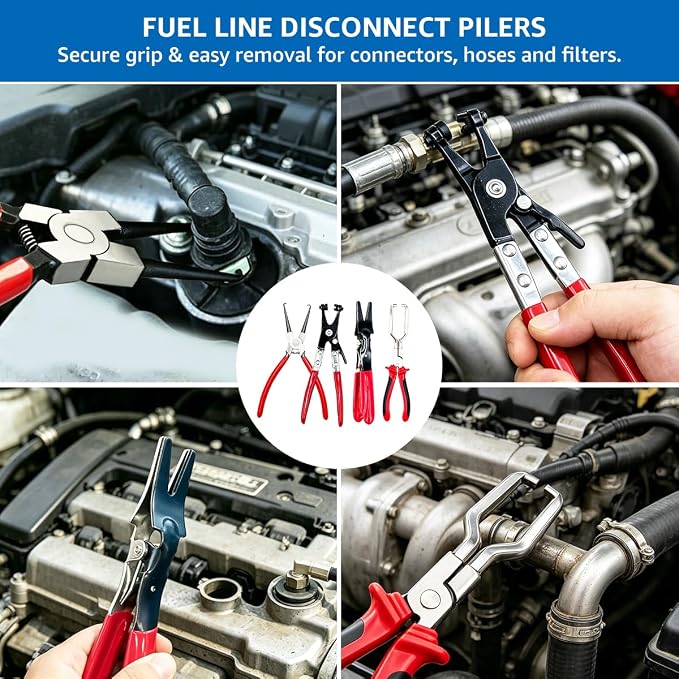 14PCS Automotive Electrical Disconnect Pliers Set: High-Carbon Steel, No Missing Connector Removal Tools for Car Harness, Hose, Fuel Line, Cooling, Door Panel, Dashboard & Engine Bay Repair