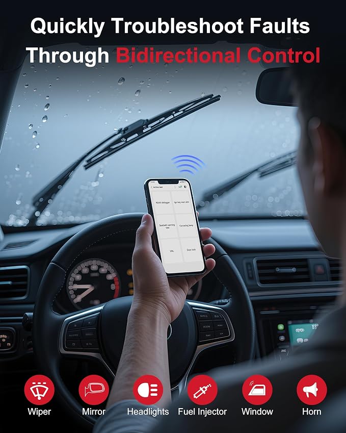GOOLOO Bluetooth DS200 OBDⅡ Scanner for iPhone & Android, OBD2 Scanner with TPMS, Wireless Bidirectional Deepscan Tool with All System Diagnostic, Car Code Reader & Scan Tools for Vehicles 1996+
