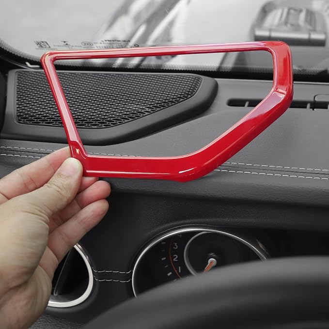 A Pillar Speaker Trim Cover & Roof Speaker Audio Trim Cover Ring Kit Decoration Interior Accessories for Jeep Wrangler JL JLU & Gladiator JT 2018-2022,Red