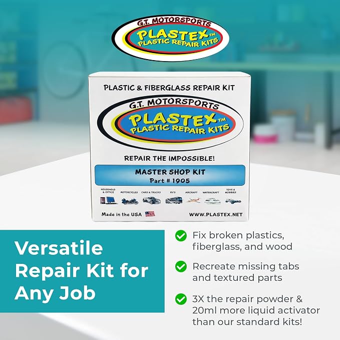 Plastex Plastic and Fiberglass Repair - Easily fix, Recreate Broken Plastic, Fiberglass Wood & More! Plastex Master XL Tech Kit
