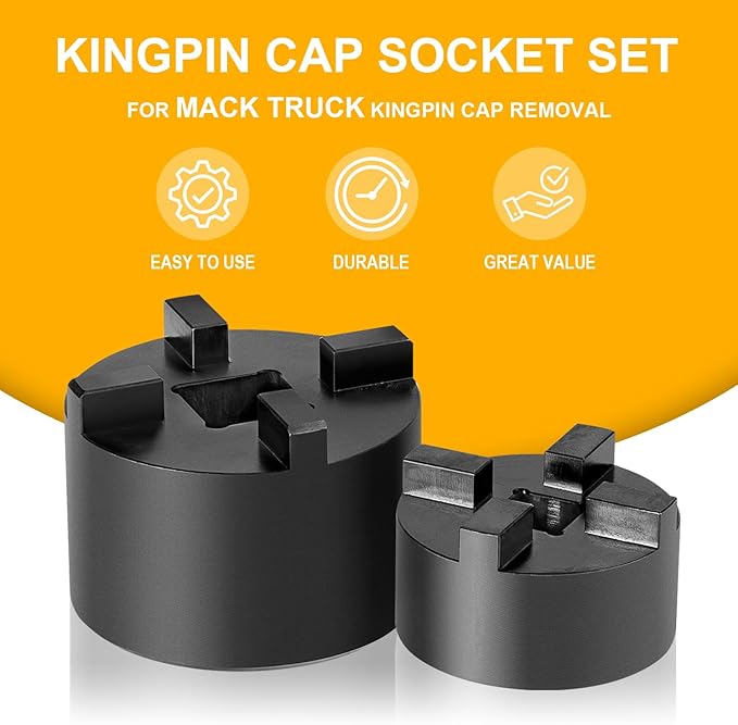 King Pin Socket Set Kingpin Cap Removal Tool Kit for Mack Truck 10500, 12000, 16000, 18000, and 20000 lb Axles