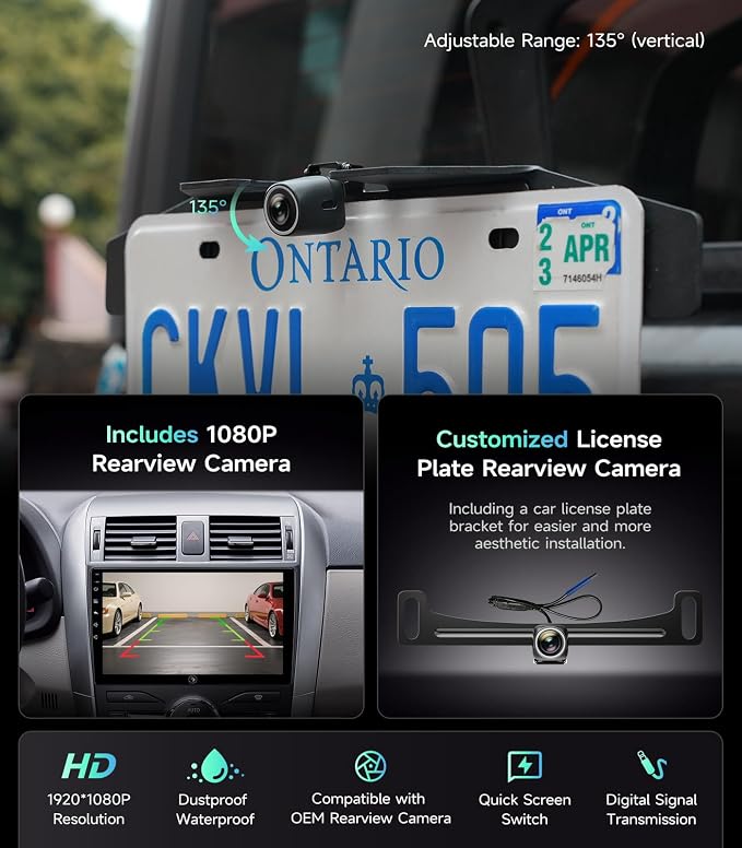 5G WiFi Android Car Stereo for Toyota Corolla 2008 2009 2010 2011 2012, 9 Inch IPS HD Touch Screen Car Radio Wireless CarPlay Android Auto, GPS FM/SWC Bluetooth 1080P Backup Camera