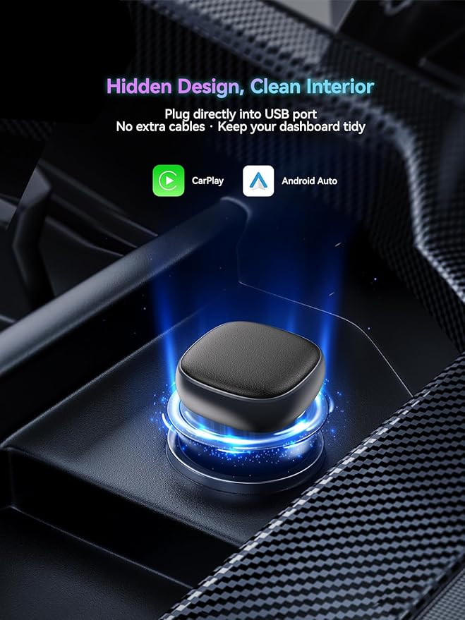 Wireless CarPlay & Android Auto Adapter USB-C with Smart Button, 2-in-1 CarPlay Wireless Adapter for iPhone & Android, One-Click Reset & Device Switch, 5GHz WiFi, Auto Reconnect, Plug & Play