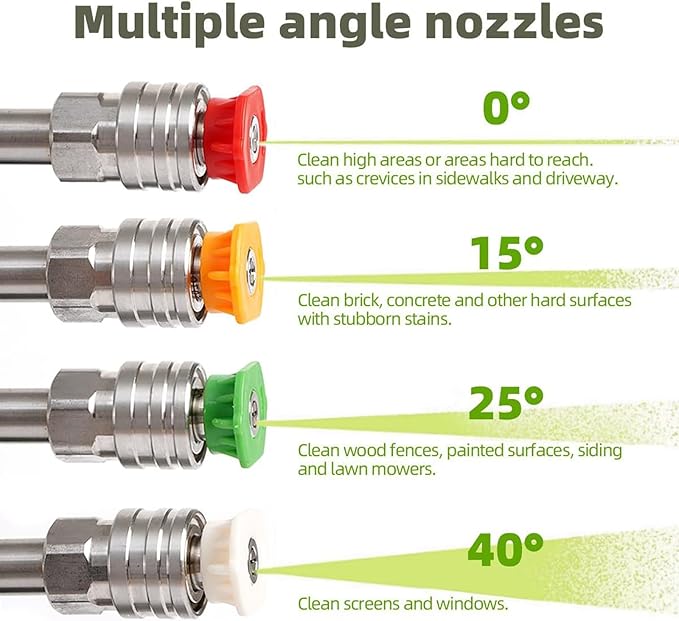 BEAR FORCE High Pressure Washer Short Spray Gun Inlet M22-ID14mm Max 5000 PSI with Nozzle Tips Holder & M22-15mm Connector & 3/8'' Quick Connector Swivel, Power Washer Gun Compatible with Foam Cannon