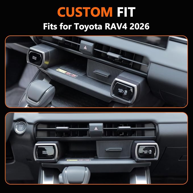 For 2026 Toyota RAV4 Silicone Center Console Wireless Charger Drawer Organizer Tray Scratch Scuff-free Easy to Clean, 6th Gen Hybrid&Plug-in Hybrid (PHEV) Interior Accessories