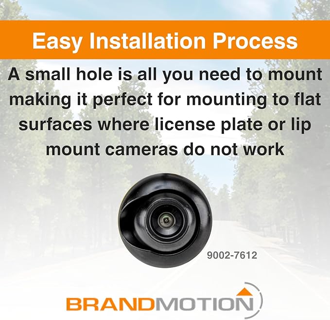 Brandmotion 9002-7612 Universal Snap-in Adjustable Bullet Camera | Waterproof Case | Color Image with Automatic White Balance | Parking Grid Lines Available | Low Profile Flush Mount