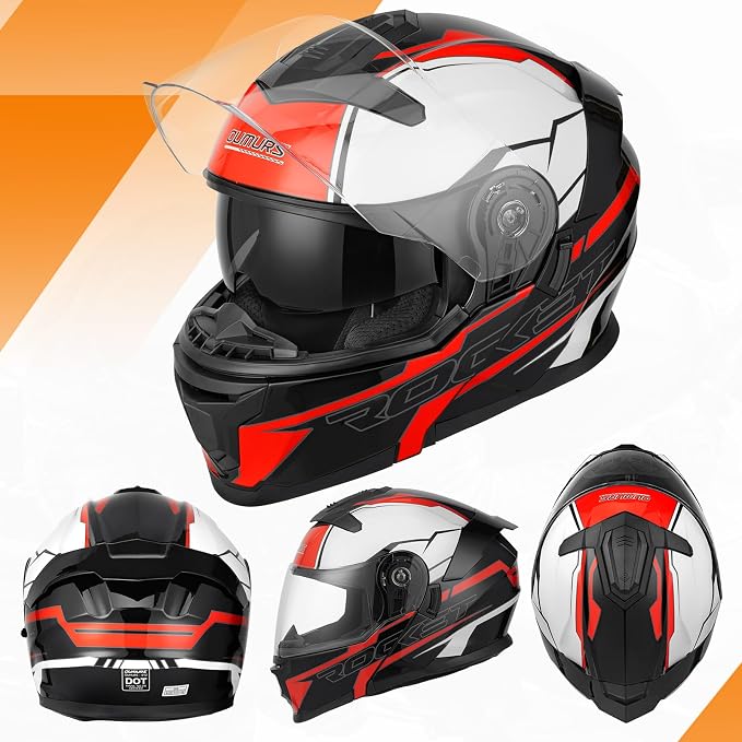 OUMURS Modular Motorcycle Helmets Full Face Flip up Street Bike Motorcycle Helmet for Unisex Adult Model 912