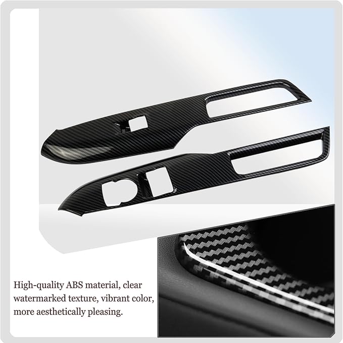 MUXEE Armrest Window Switch Panel Cover，for Ford Mustang 2015-2026，Door Window Control Panel Cover Car Sport Interior Accessories - Carbon Fiber