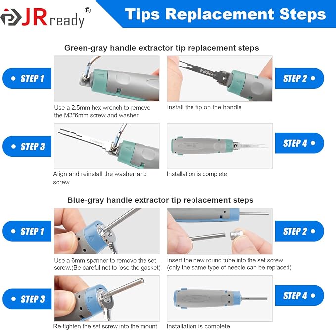 JRready 20PCS Pin Removal Tool Kit, Pin Electrical Terminal Release Tool Set for Deutsch, AMP, TE, Molex, Harting, D SUB Connectors-JRconDRK00A20-02