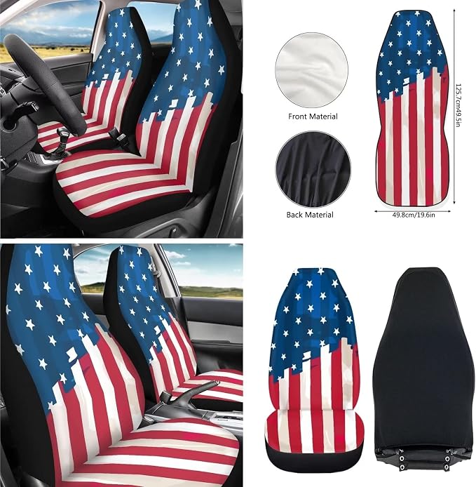 Flag Car Accessories Set of 10, Seat Covers for Cars with Steering Wheel Cover Vehicle Armrest Cover Pad Car Auto Seat Belt Cover Shoulder Pad Absorbent Drinks Cup Mat Keychain Wrist Strap