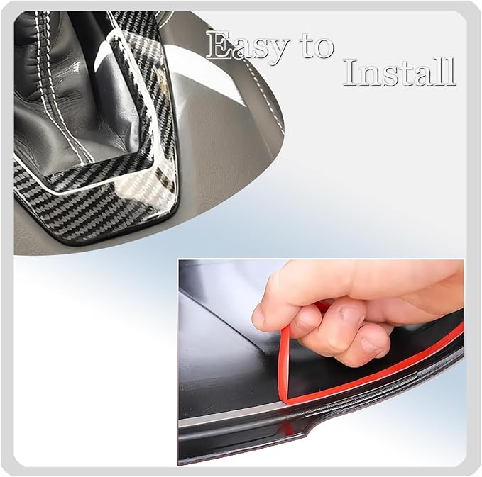 MUXEE Console Gear Shifter Panel Cover,for Ford Mustang 2024 2025 2026 - ABS Carbon Fiber Sport Style Console Gear Shifter Panel Cover Accessories(for Manual Gear Model)