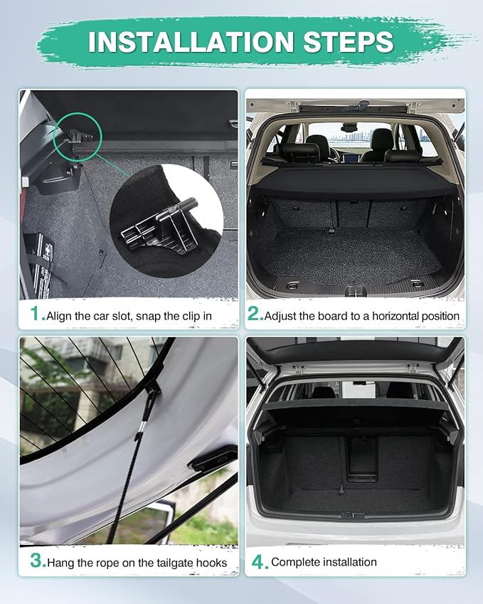 Powerty Cargo Cover for Volkswagen Golf GTI Mk6 2010 2011 2012 2013 2014 Trunk Cover Retractable Trunk Shielding Shade Accessories for VW Golf 6 Cargo Luggage Cover No Gap