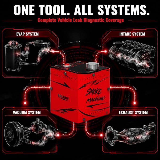 Solary Smoke Machine Leak Detector: 12v Precision Leak Testing Tool for Modified Car Systems – Ideal for Performance Optimization & Aftermarket Upgrades – Durable for DIY Car Enthusiasts