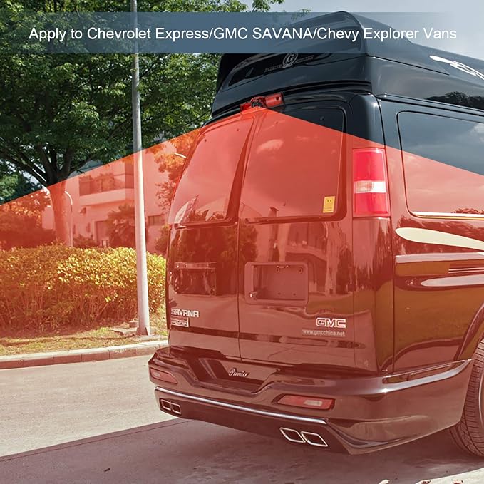 DALLUX Savana Cargo Van Brake Light Backup Camera for Transporter Chevrolet Express/GMC Savana 2003-2019/Chevy Explorer Van,3rd 170°Angle Waterproof Microphone Built-in Adjustable Lens Roof Mount Cam