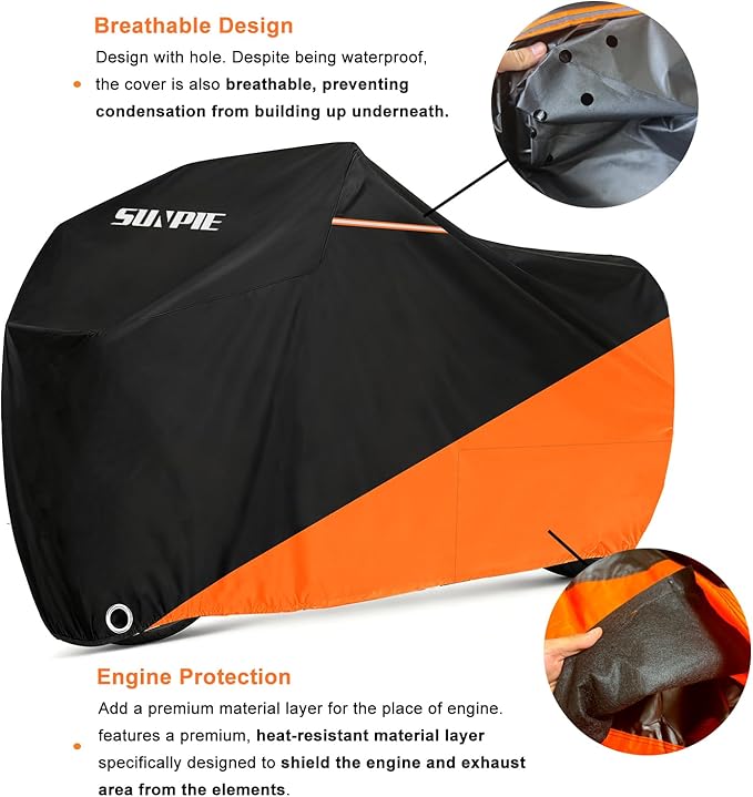 SUNPIE Motorcycle Cover for Kawasaki Ninja 400 500 650 1100SX Z500 Z600 Z650 Z900 Z1100, All Weather Protection Waterproof Outdoor Covers Motorbike Windproof Design UV Resistant Scratch Proof