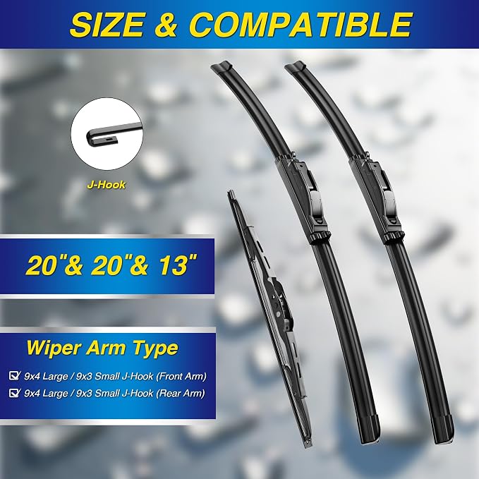 5 PLUS Silicone Windshield Wipers Replacement for 2010-2006 Ford Explorer/Mercury Mountaineer Wiper Blades(3 PCS),Water Repellent Automotive Replacement Windshield Wiper Blades -20"/20"/13"