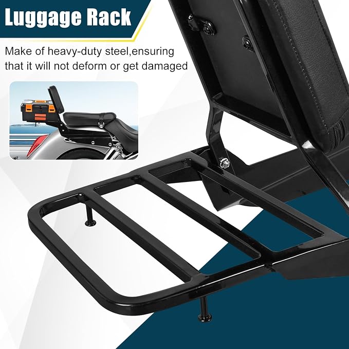 Motorcycle Passenger Backrest Sissy Bar With Back Rest Cushion Pad And Luggage Rack Compatible With For Honda VTX1300 VTX1800 N/R/S/T 2002-2009 Backrest