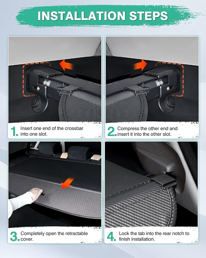 Powerty Cargo Cover for 2015-2018 2019 Subaru Outback Accessories Trunk Cover Retractable Trunk Shielding Shade Cargo Luggage Cover No Gap (Only for Power Liftgate)