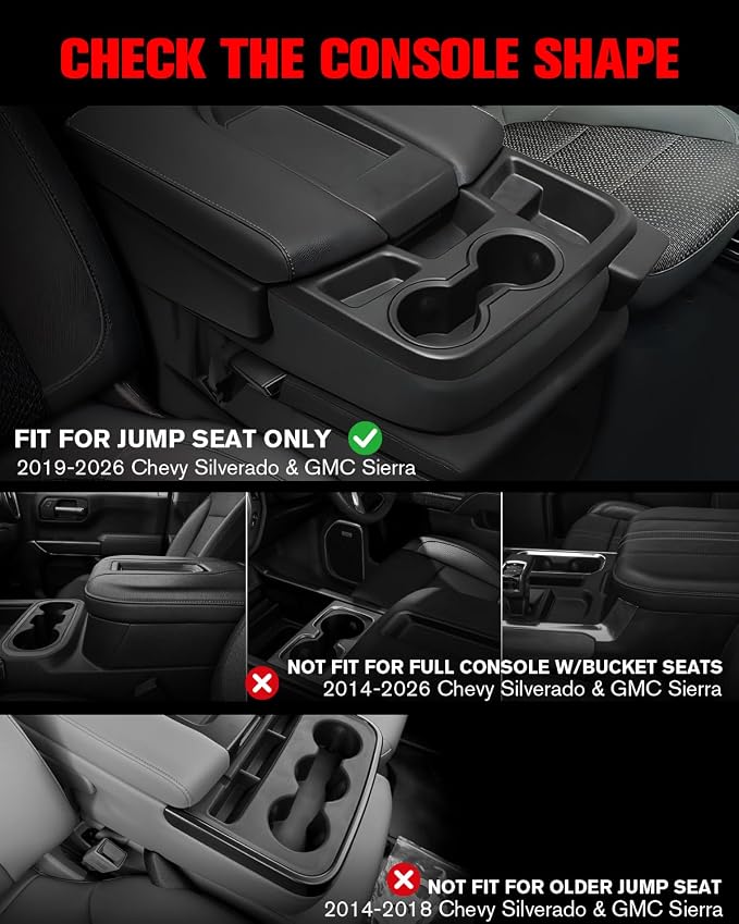 for 2019-2026 Silverado/Sierra 1500 & 2020-2026 Silverado/Sierra 2500HD/3500HD Accessories(Split-Bench Folding Seat Only) Double Layer Center Console Hanging Organizer Box