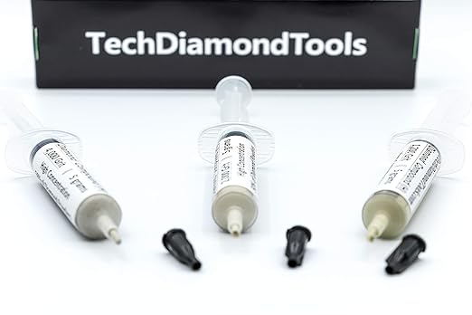 TechDiamondTools Kit of 3 Diamond Polishing Compound Polishing Paste USA Made 1200 2000 4000 Grit for Marble Glass Metal Rock Jewelry Resin Silver Gemstone with High Concentration of Diamond Powder