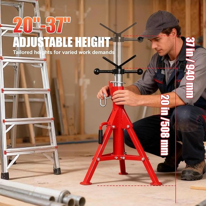 Heavy-Duty Folding Pipe Jack Stand, 2500LB Capacity Jack Stand, 20-37 Inch Adjustable Pipe Support