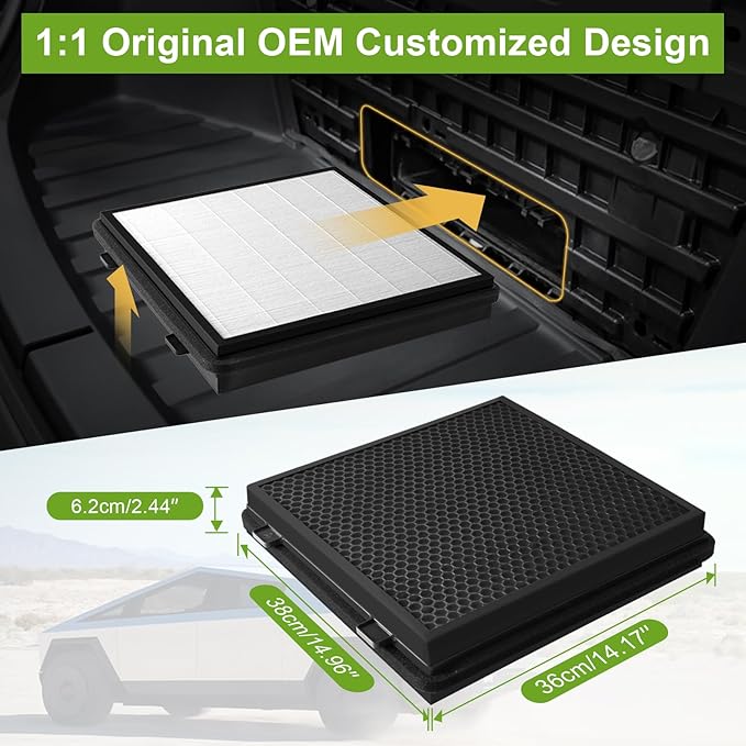 HEPA Air Filter for Tesla Cybertruck Cabin Air Filter Replacement with Activated Carbon Cybertruck Accessories, 1 Pack