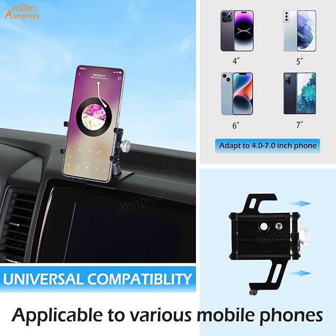 Aunginsy Car Phone Mount Compatible with Nissan Frontier 2022-2024 Center Console Phone Holder Dash Panel Mobile Phone Bracket Universal Cell Phone Navigation Stand Fit All Smart Phones Accessories