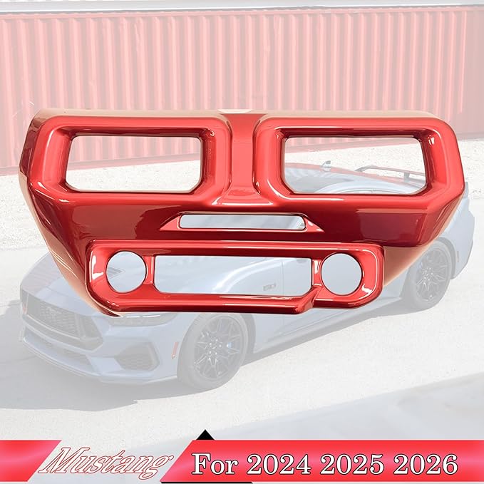 MUXEE A/C Vent Trim Panel Cover, for Ford Mustang 2024 2025 2026 - ABS Wine Red Dashboard AC Air Vent Outlet Sport Interior Trim Accessories（B-Shape）