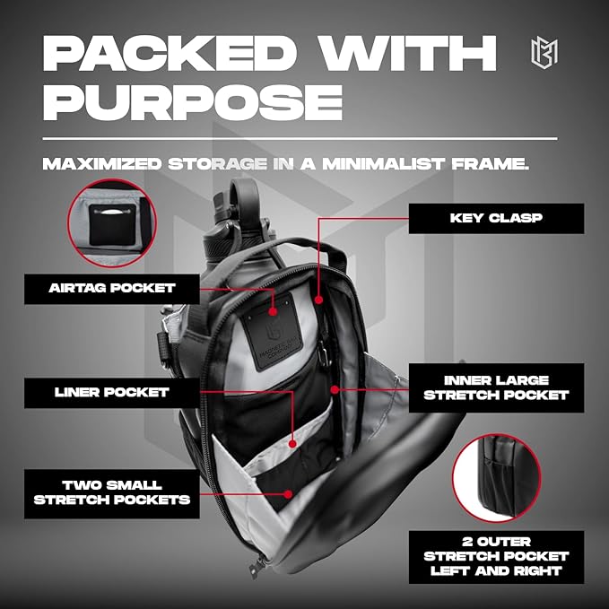 Magnetic Gym Bag for Men and Women – Sling Bottle with Magnetic Attachment | Water Bottle Holder, Gym Pouch, Crossbody Bag for Travel, Sports, Work, Fitness