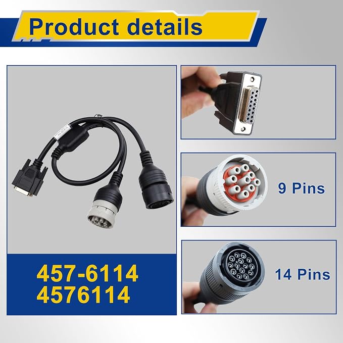 4576114 457-6114 Diagnostic Adapter Cable Kit | Y-Cable for Cat ET-3 ET3 ET-III Tool | Connects 9-Pin & 14-Pin Service Ports Diagnostic Tool Engine 317-7485, 3177485