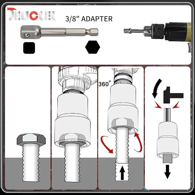 7PCS Spiral Type Deep Extractor Set, Stripped Bolt Remover Lug Nut Extractor Set, Spark Plug Easy-out Set, Lug Nut Removal Tool Set for Removing Deeply trapped and Broken Bolts, Studs.