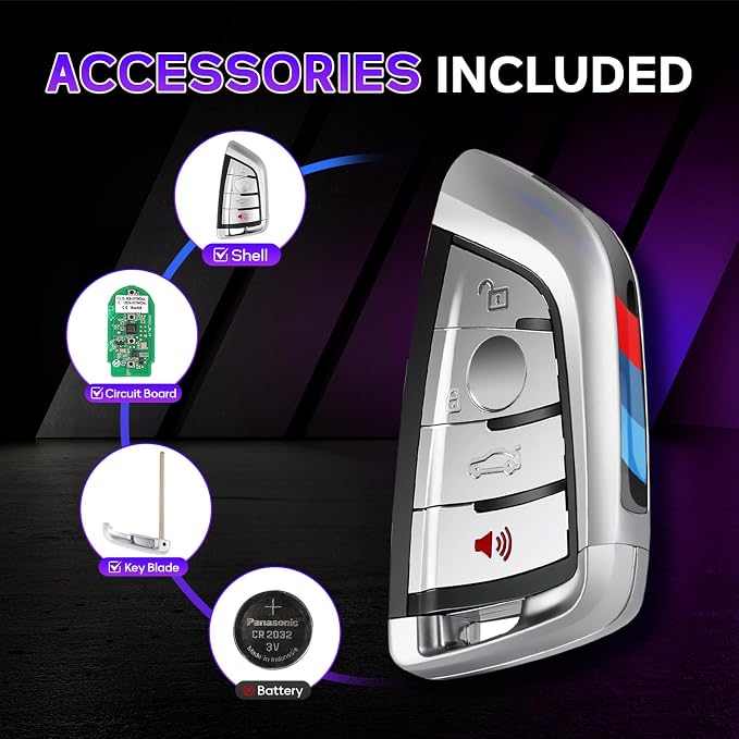Autel IKEY Razor Programmable Smart Key 2024 Key Fob for BMW Key Creation 4 Buttons Ultra-Long Range OE Quality 700+ Vehicles Car Key Replacement Programmed with Autel KM100 IM508 IM608