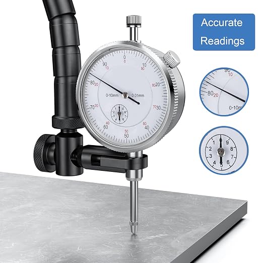 HDLNKAK Premium Disc and Rotor/Ball Joint Gage, with 0.01 mm Dial Indicator and 360 Deg Flexible Stem Holder, Automobile Brake disc Flatness Measurement Tool