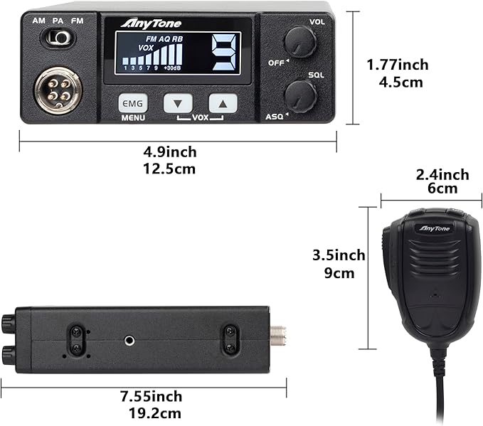 CB Radio 40 Channels AM/FM CB Radio Kit CB 27 MHz 40 Channel CB Radio Long Range CB Radio for Vehicle Truck Cars AT-505PRO CB Radio with Squeltch