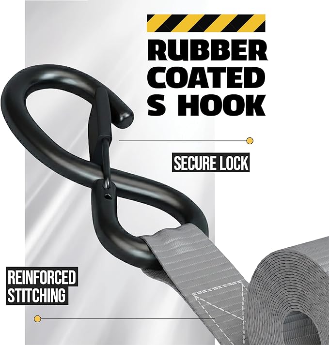 AUGO Retractable Ratchet Straps – 1" x 10' – 1200Lb Breakstrength – 4 Heavy Duty Self Retracting Tie Downs with Safety Lock S Hooks, Soft Loops & Storage Bag – for Motorcycle,Tree Stand,Bed,Boat,Cargo
