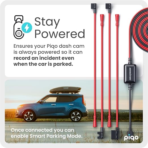 Nextbase Piqo Pro Install Hardwire Kit - Easy to Install, Enables Smart Parking, Battery Voltage Protection, LED Light, 12/24V Car Accessories, 1m Hard Wiring Kit Compatible with Nextbase Piqo Only