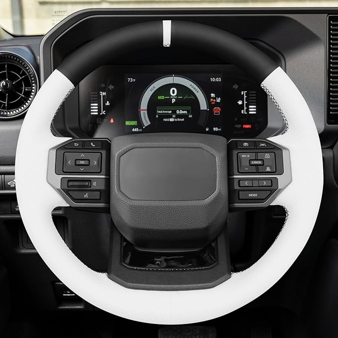 MEWANT Hand Stitch Steering Wheel Cover for Toyota Land Cruiser 2024-2026, Custom Fit DIY Wrap Interior Accessories